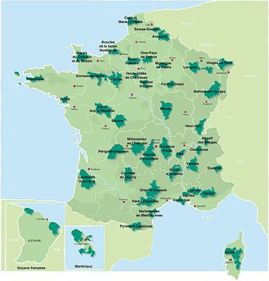 carte Parcs France eauvergnat