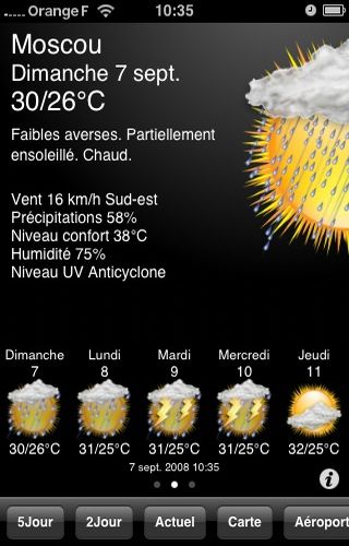 Quelques applications météo pour Iphone